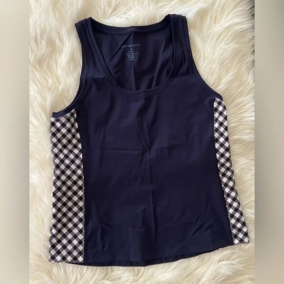 Draper James Tank in Navy Gingham - Picture 2 of 3